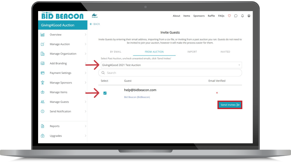 Invite Your Guests - Bid Beacon