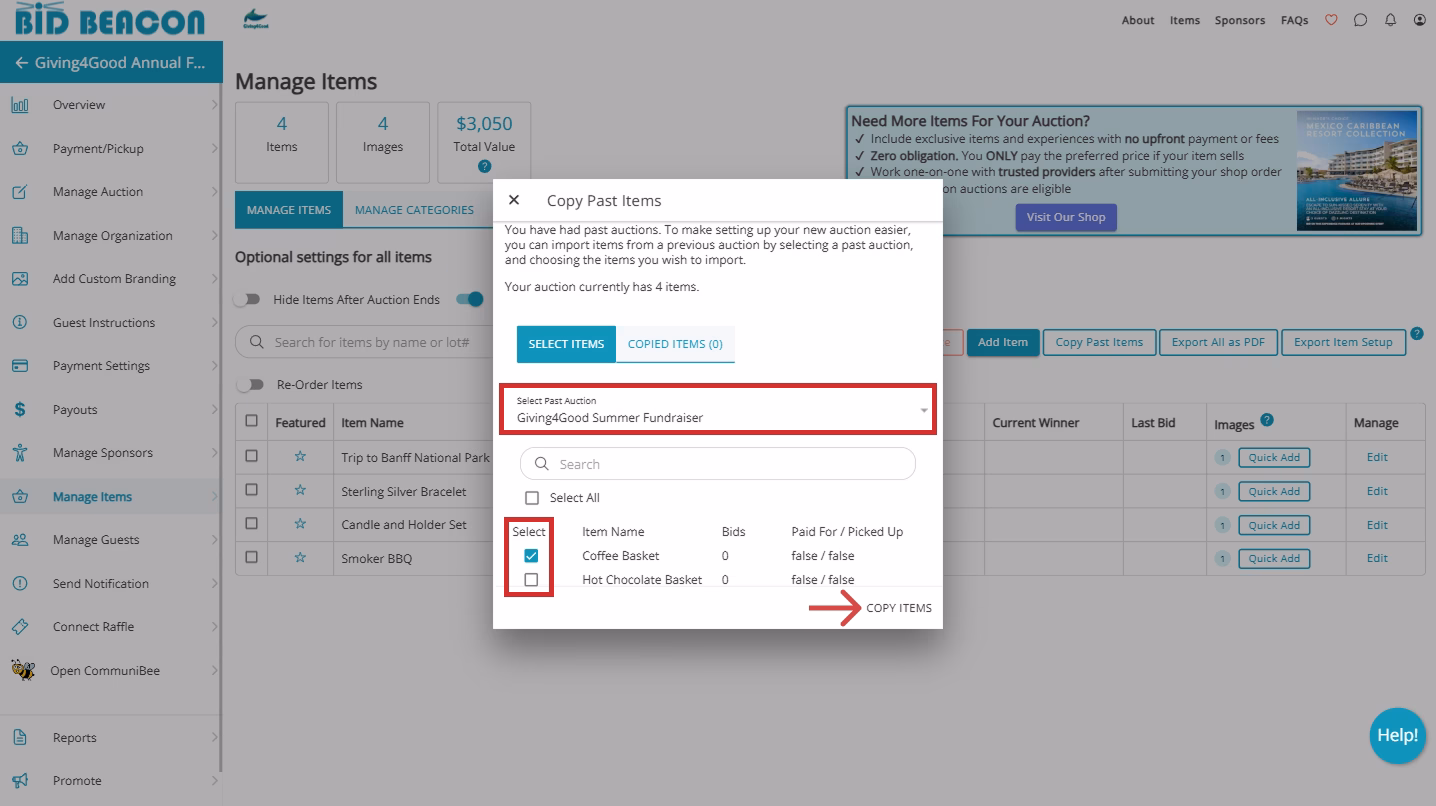 Manage Items 2026 Copy Past Items